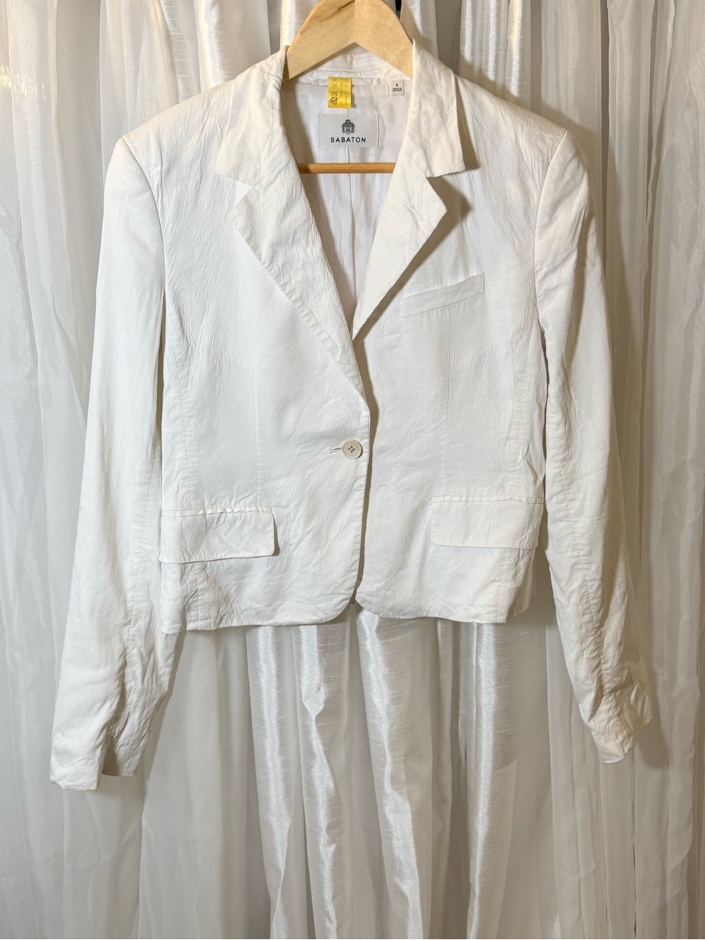 Babaton White Single-Button Notch Lapel Blazer